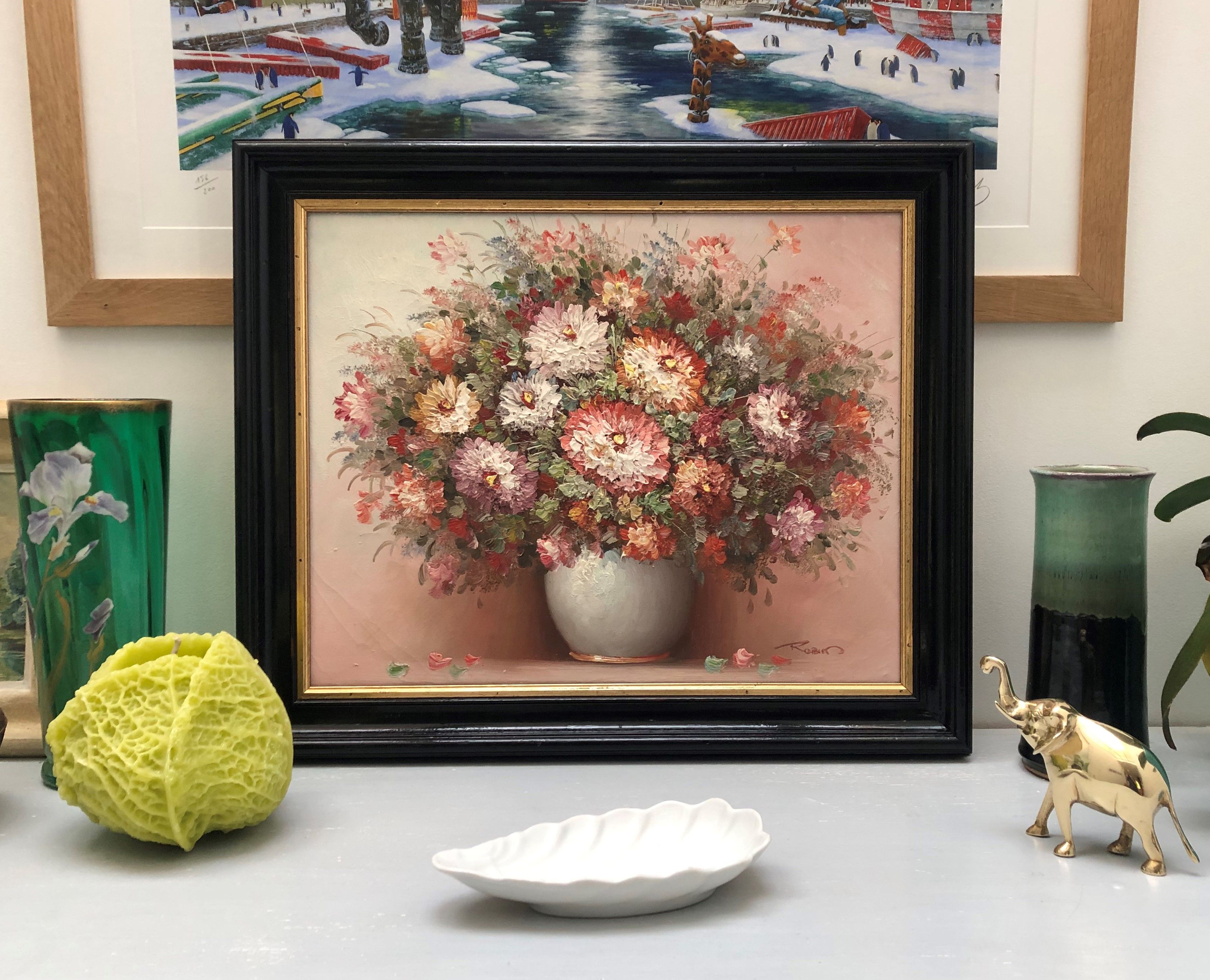 Tableau Déco Murale Moderne - Impression Sur Verre 50x70cm - Fleurs Ancien Bouquet Vintage