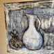 Still life modern gouache painting on paper signed and framed