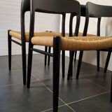 Niels Møller model 75 chair, black, Scandinavian, vintage 1960s.