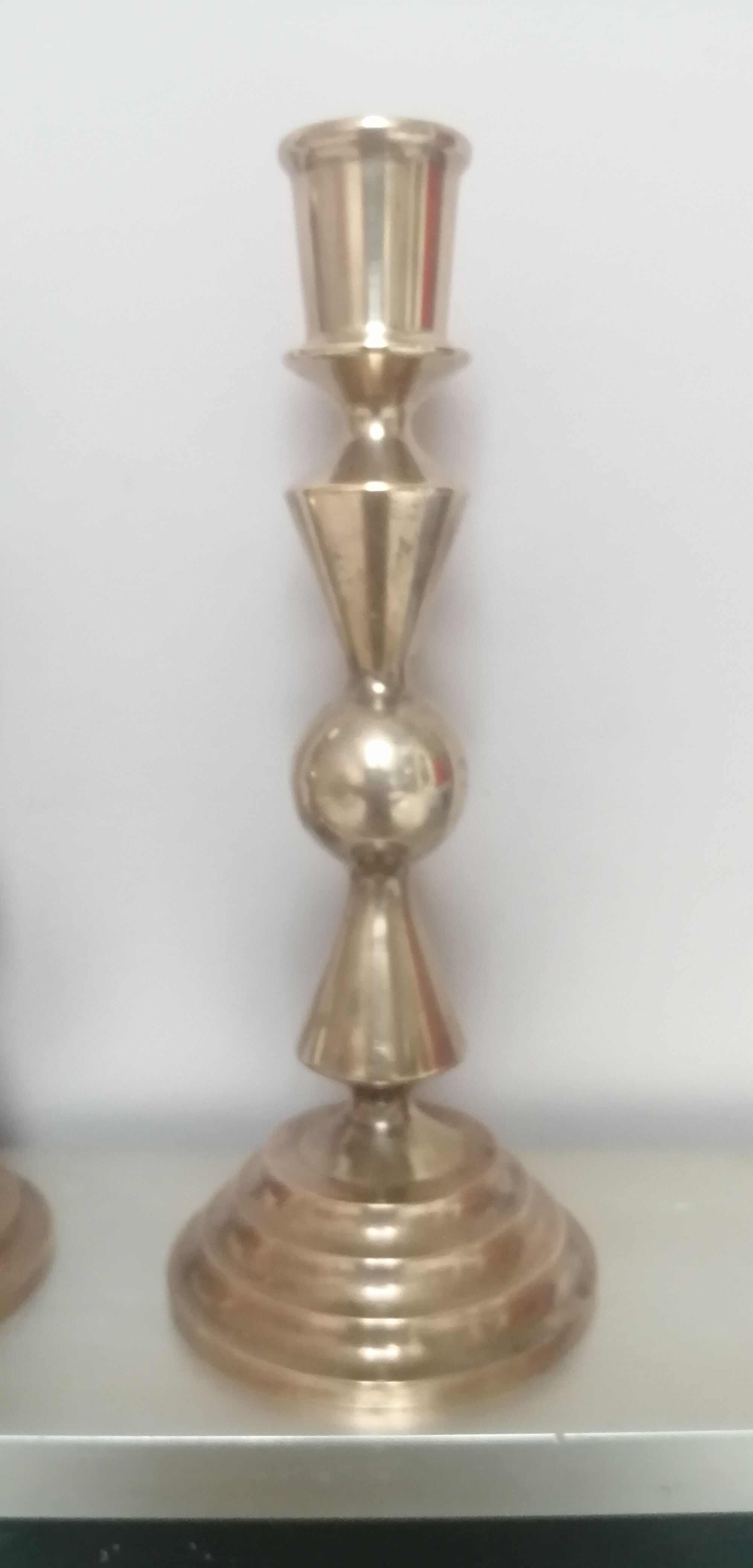 Pair of antique brass candleholders