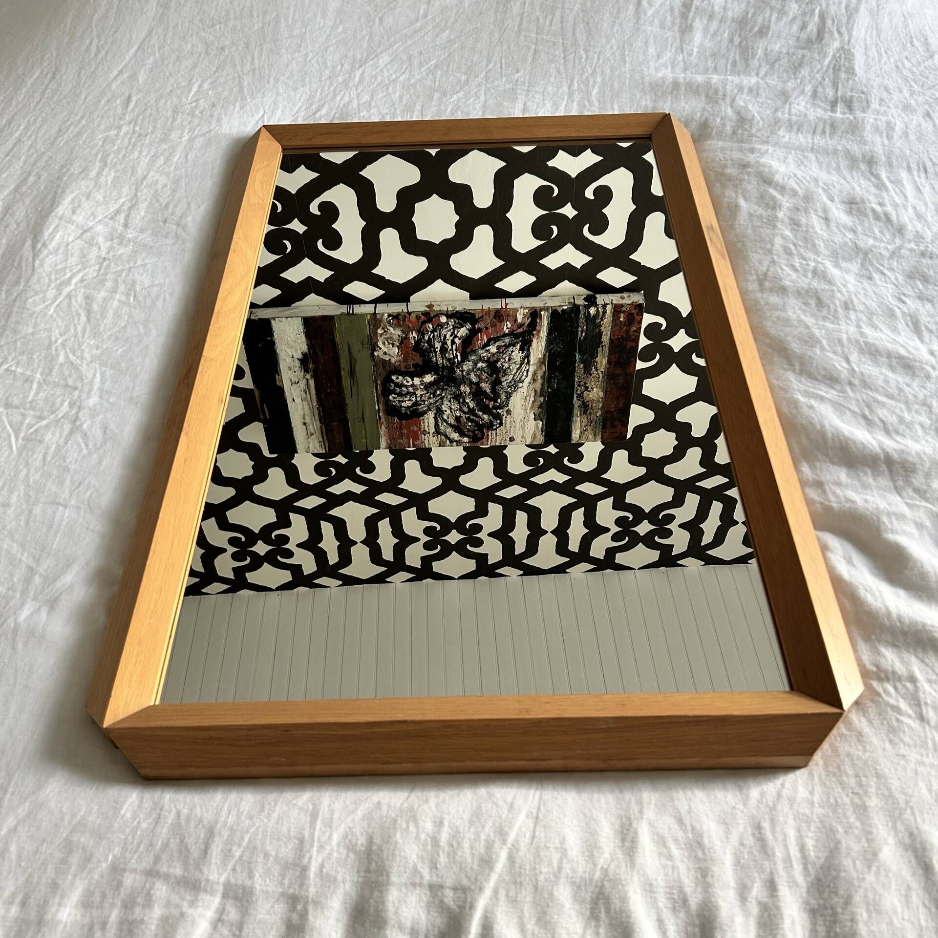 Large oak Mid-century mirror