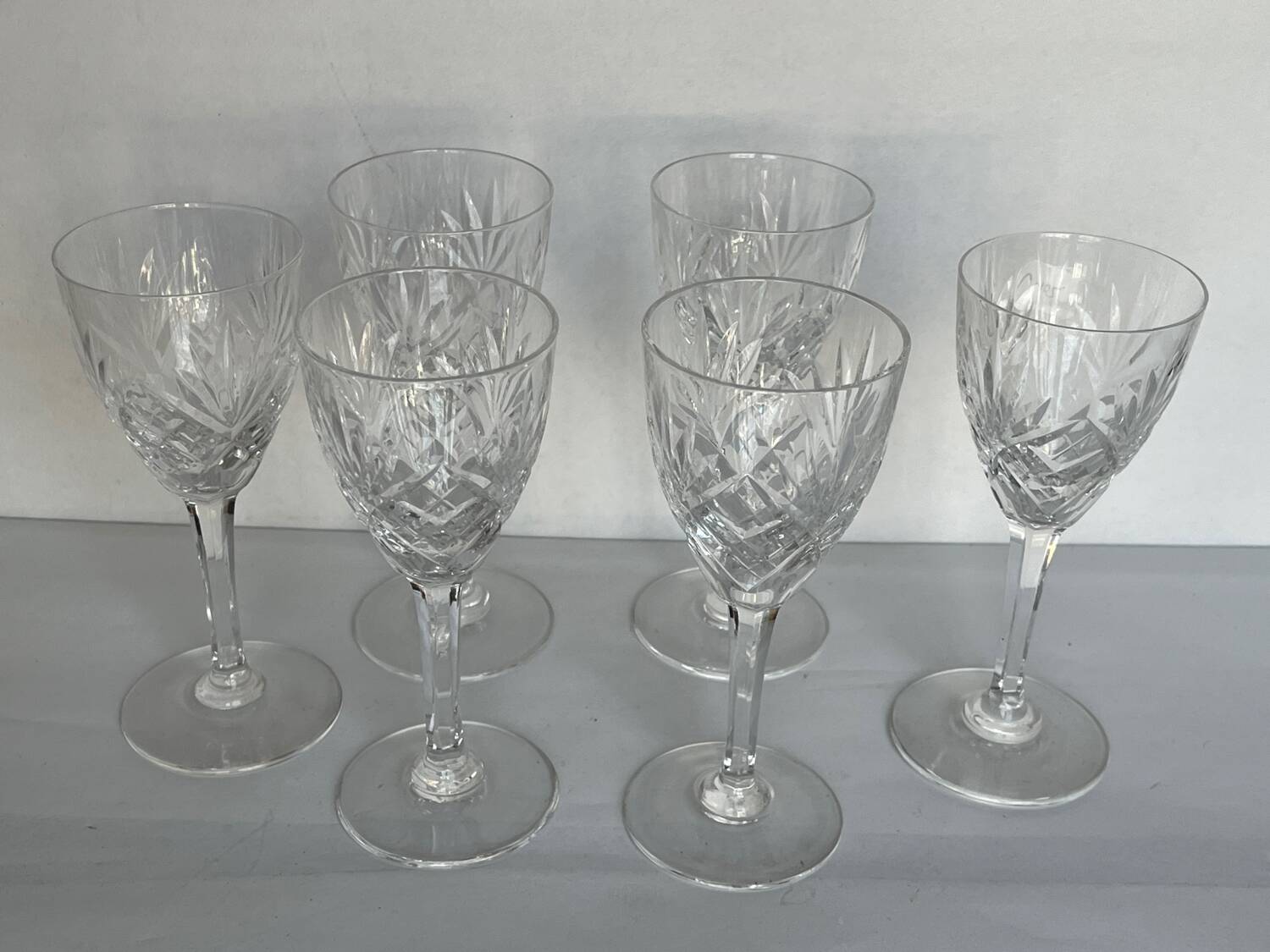 6 Saint Louis crystal red wine glasses