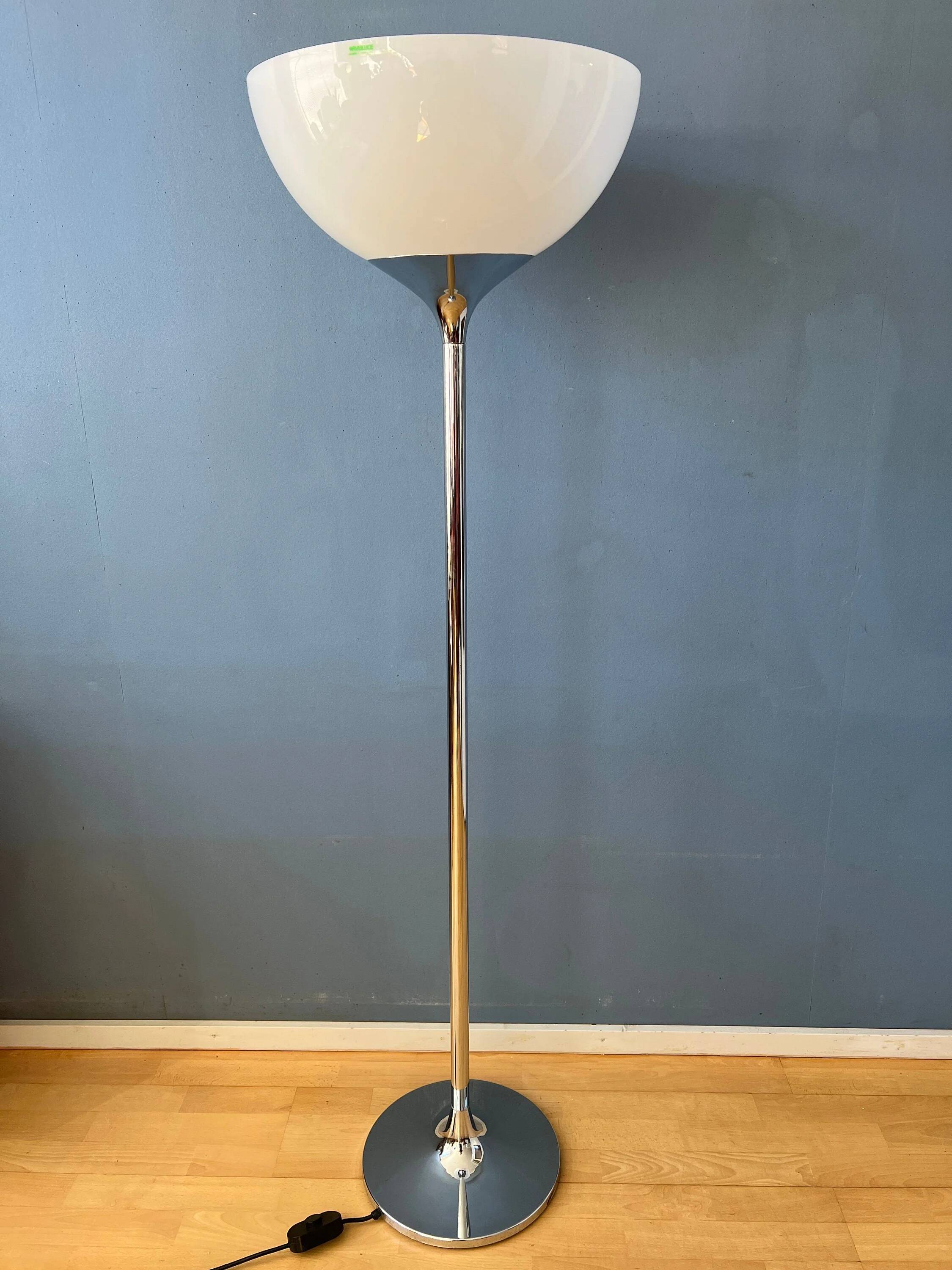 Space Age Guzzini Mid Century floor lamp with white acrylic shade