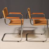 Pair of Cantilever Tubular Steel Armchairs MG5 Grassi style 1970´s