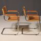 Paire de fauteuils cantilever en acier tubulaire style MG5 Grassi années 1970