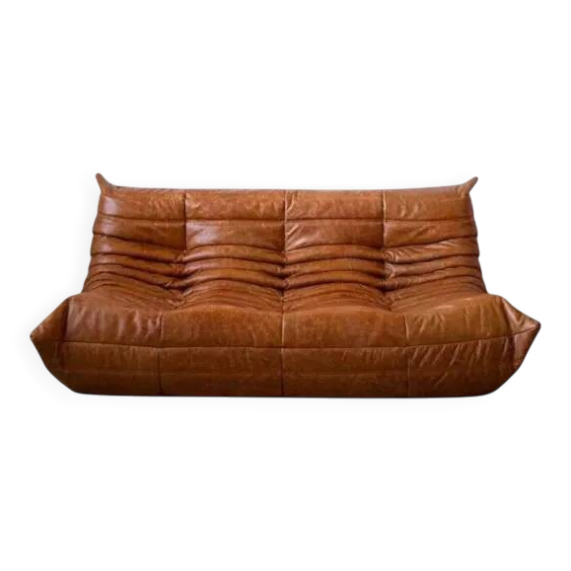 Pine leather Togo 3-seater sofa by Michel Ducaroy for Ligne Roset