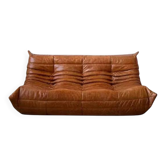 Pine leather Togo 3-seater sofa by Michel Ducaroy for Ligne Roset