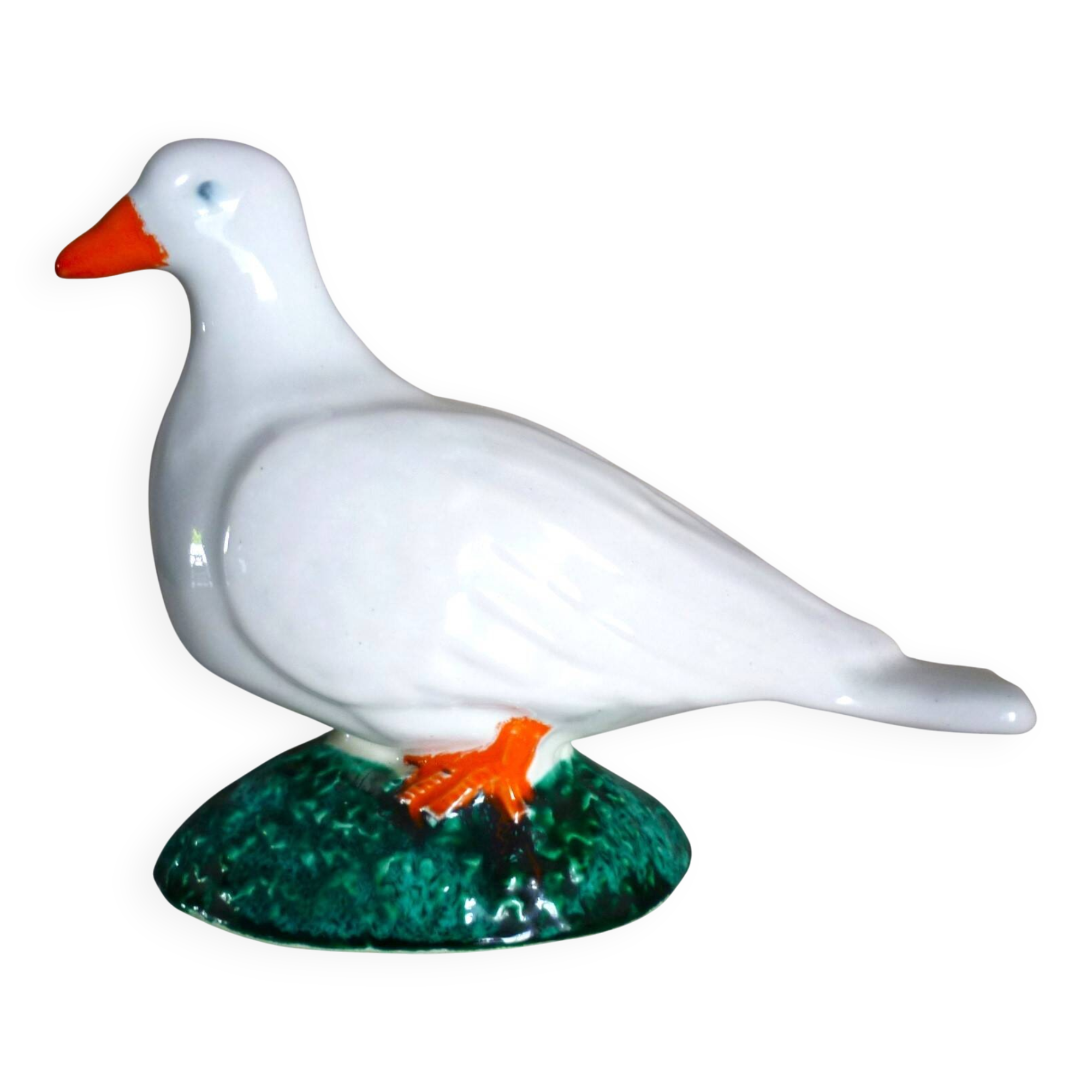 Glazed ceramic bird, signed Vallauris with bright colors