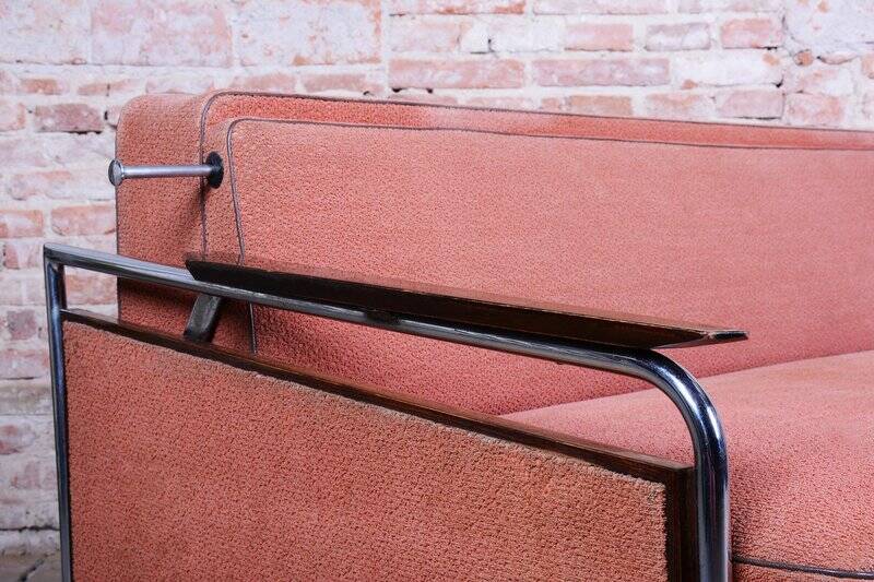 Bauhaus Seating Set in Tubular Chrome-Plated Steel, Czech, 1940s, Set of 3