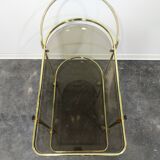 Desserte en laiton et verre fumé des années 1960