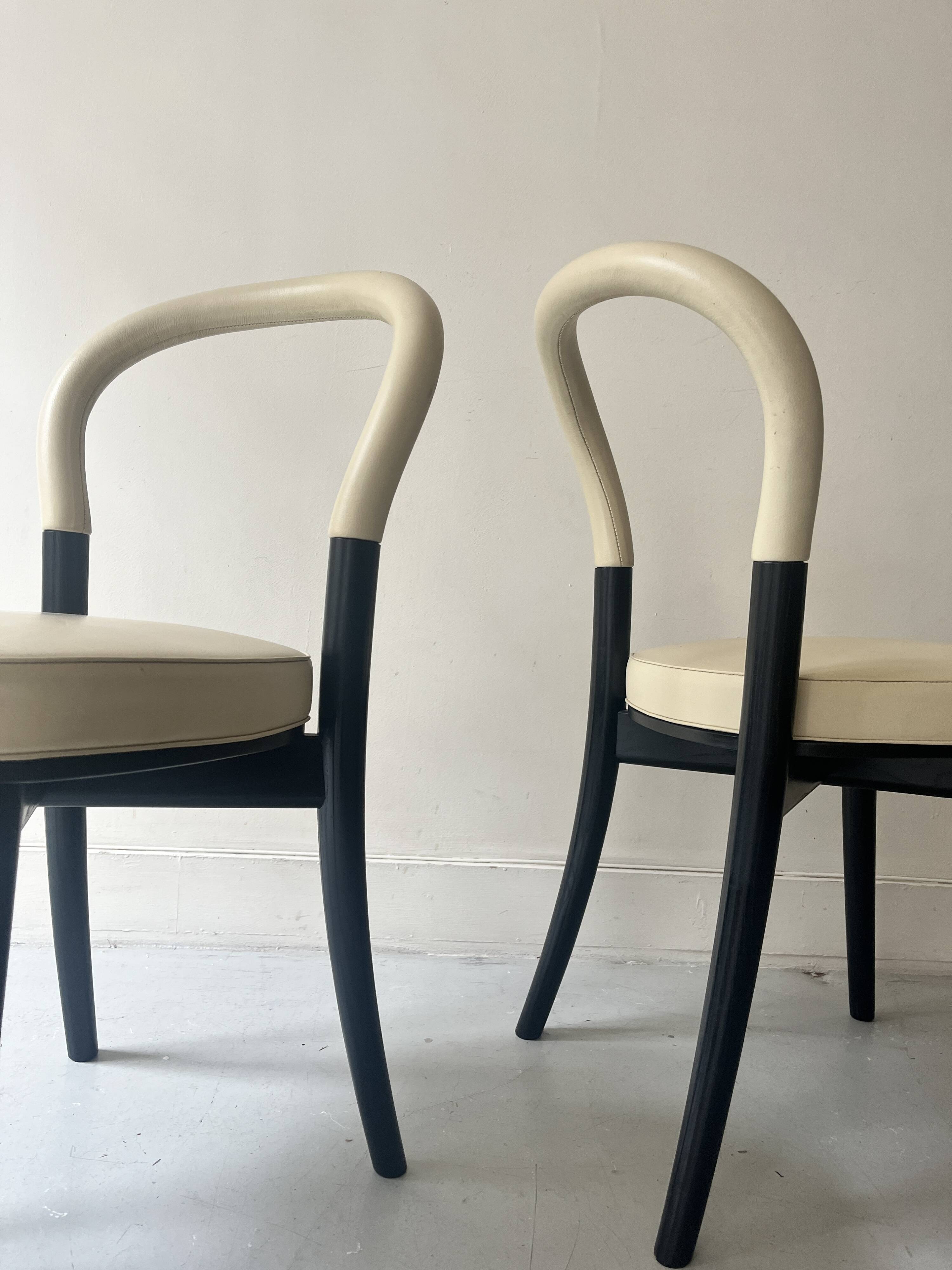 set of 2 chairs in ash and beige leather "Goteborg" by Gunnar Asplund for Cassina, design 1990