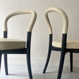 set of 2 chairs in ash and beige leather "Goteborg" by Gunnar Asplund for Cassina, design 1990