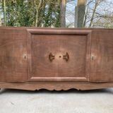 Buffet enfilade art déco 4 portes rénové en bois de chêne brut 200cm