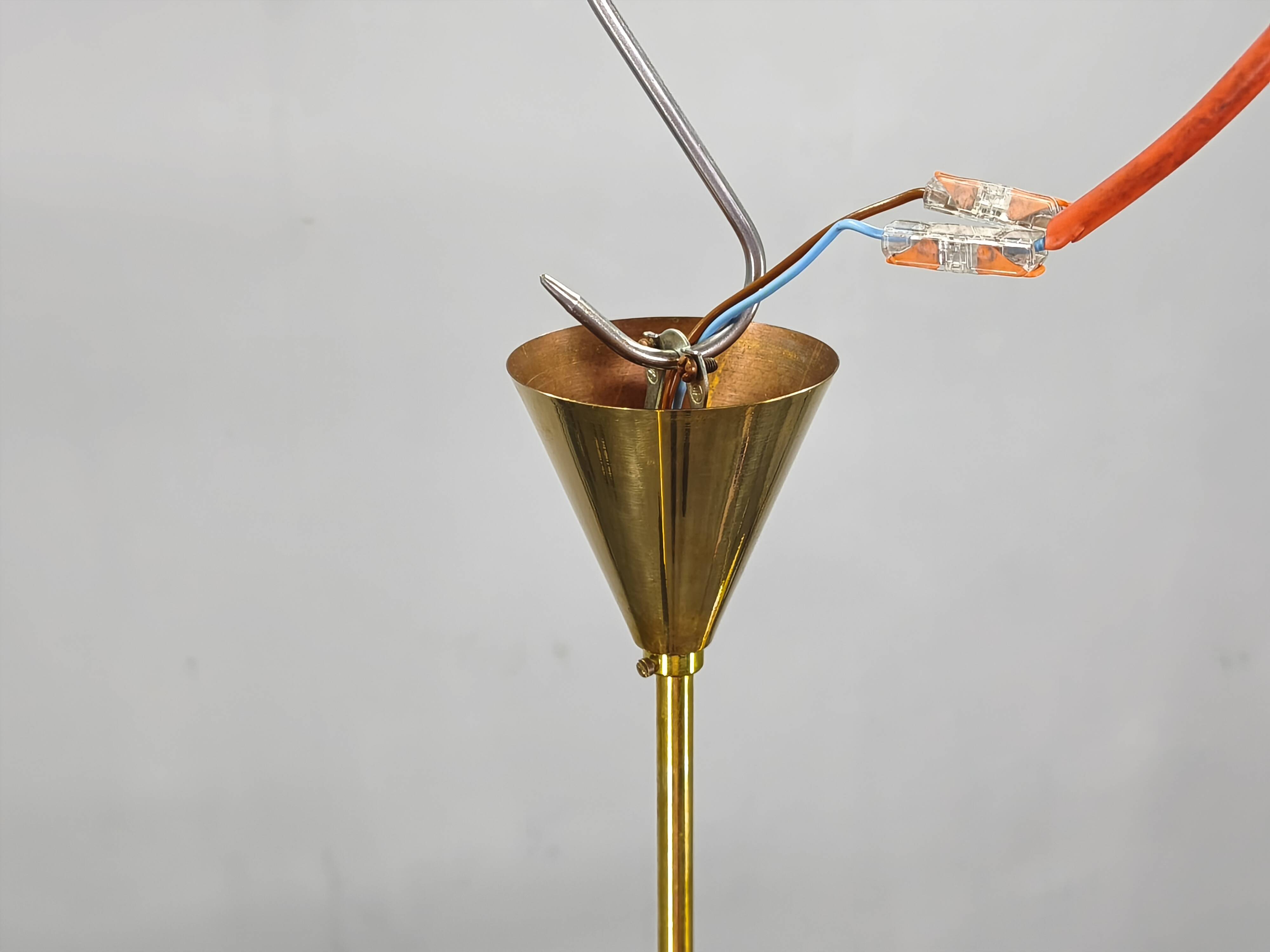 Italian Stilnovo Style Brass Sputnik Chandelier, 1970s