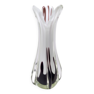 Large White Hand Blown Sommerso Glass Vase by Fratelli Toso, Italy