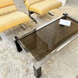 Black & Chrome Design Coffee Table – Smoked Glass