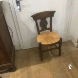 Solid wood and straw chair
