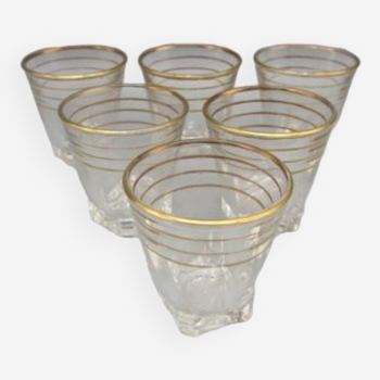 Lot de 6 verres a liqueur vintage années 50