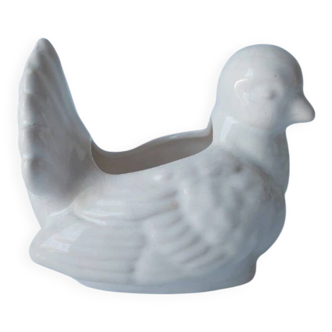 Vintage ceramic pot white bird dove