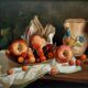 Table Oil Still Life Fruits Cherries Apples and Jug signed***framed***