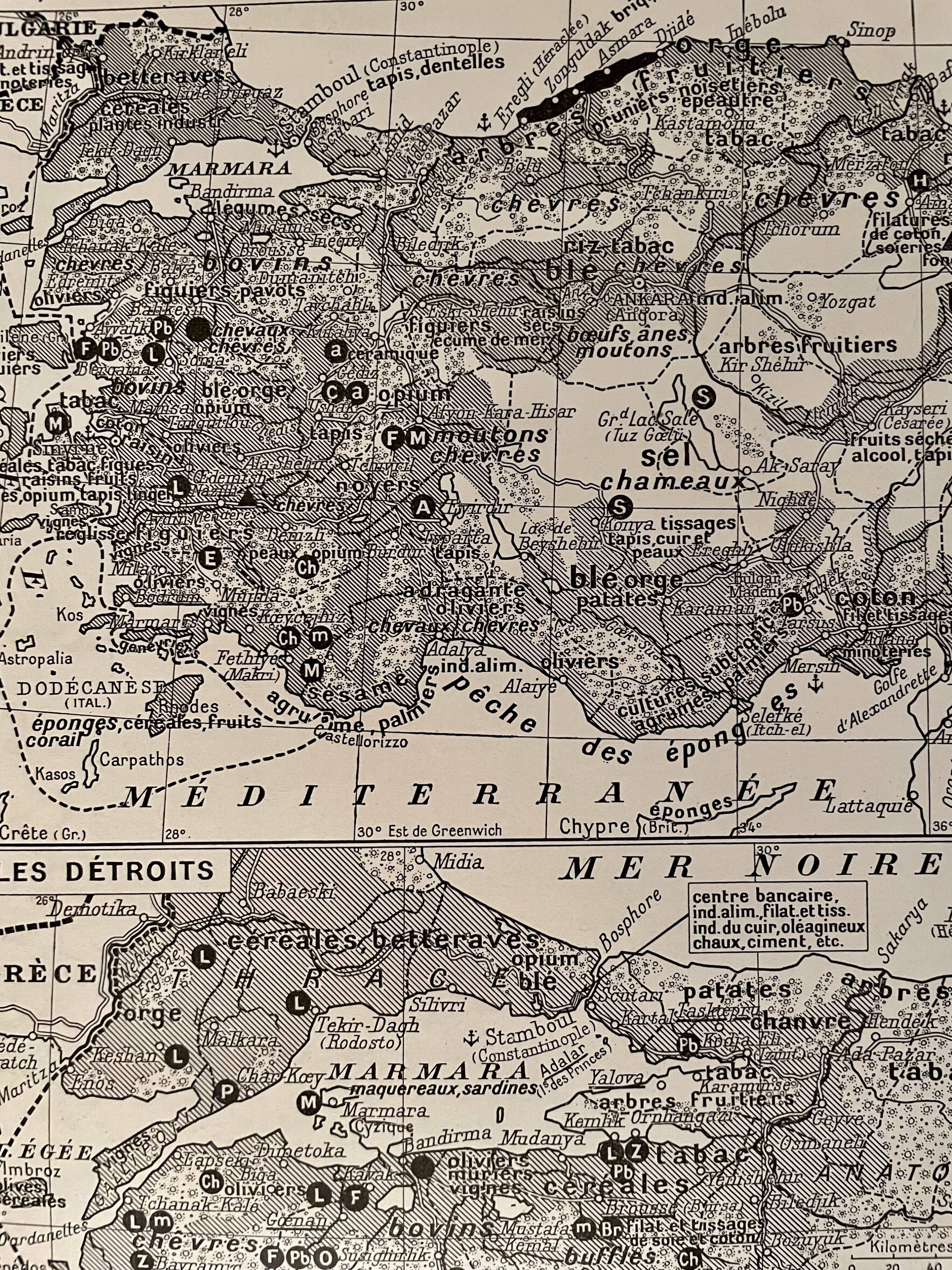 Carte sur la Turquie - 1930