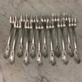 12 silver-plated oyster forks SFAM 1900 flowers