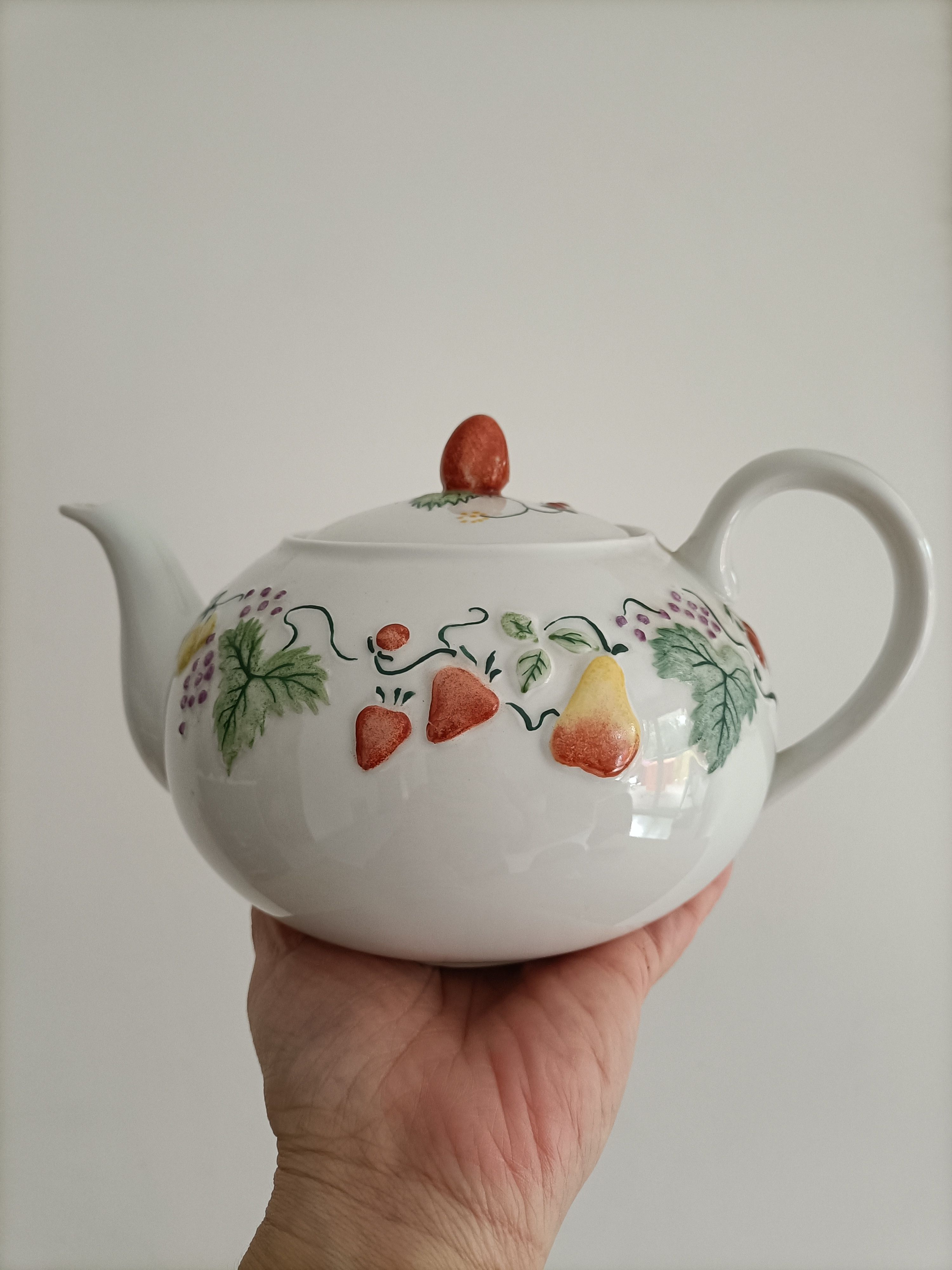 Strawberry porcelain teapot France