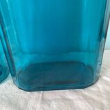 Turquoise glass bottles 36 cm, Fougère glassworks