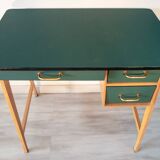 Desk and its green and wood chair, 1950s