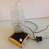 Structured tulip glass bedside lamp and laitone base / vintage 50-60s