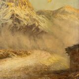 French mountain landscape signed painting