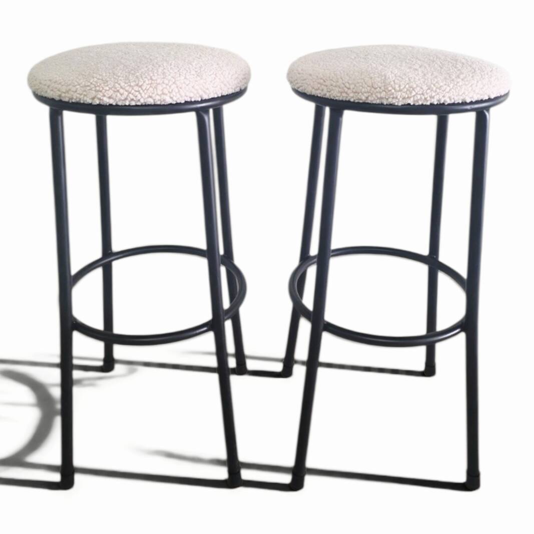 Vintage stools "Black & White", boucle upholstery