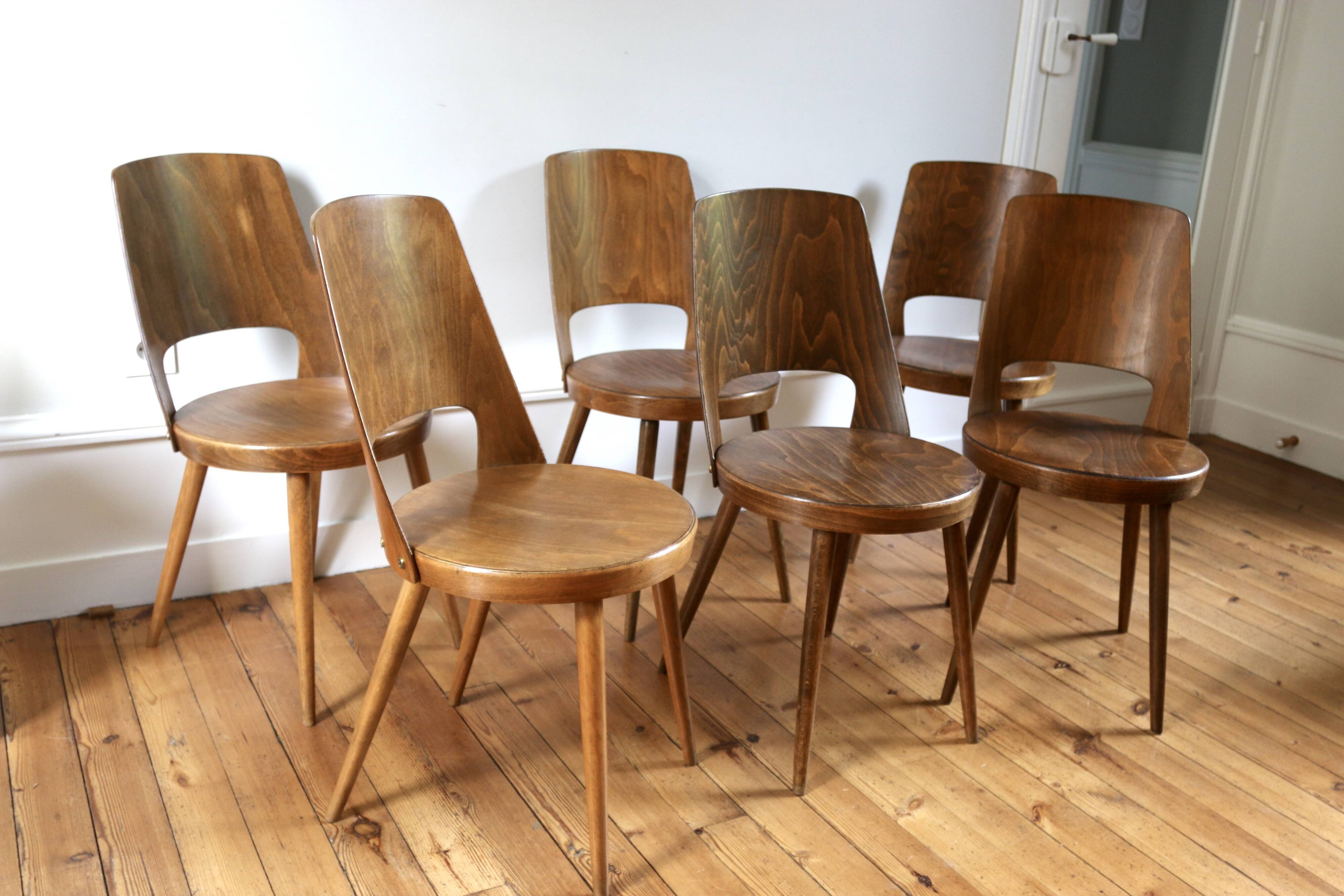 6 Baumann Mondor model teak chairs, 1960