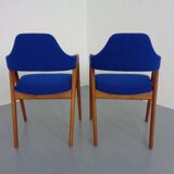 Set of Compass Chairs in Teak and Kvadrat Hallingdal 65 by Kai Kristiansen for Schou Andersen, 1960s
