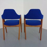 Set of Compass Chairs in Teak and Kvadrat Hallingdal 65 by Kai Kristiansen for Schou Andersen, 1960s