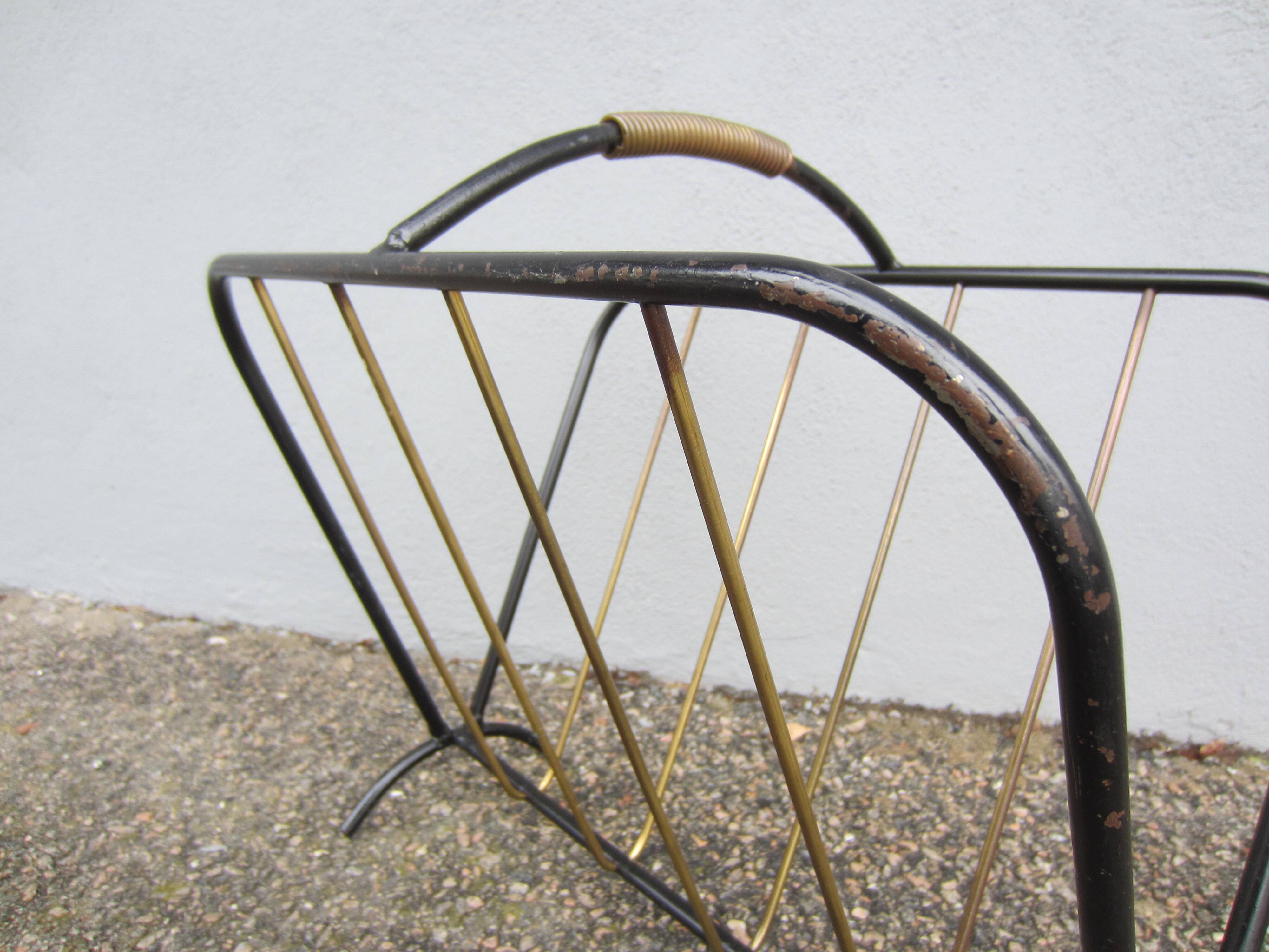 Steel and brass magazine rack