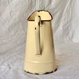 Vintage pitcher or jug in beige enamelled sheet metal