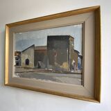 Huile sur toile vintage signée moderniste Gustav Adolf Johansson années 1960