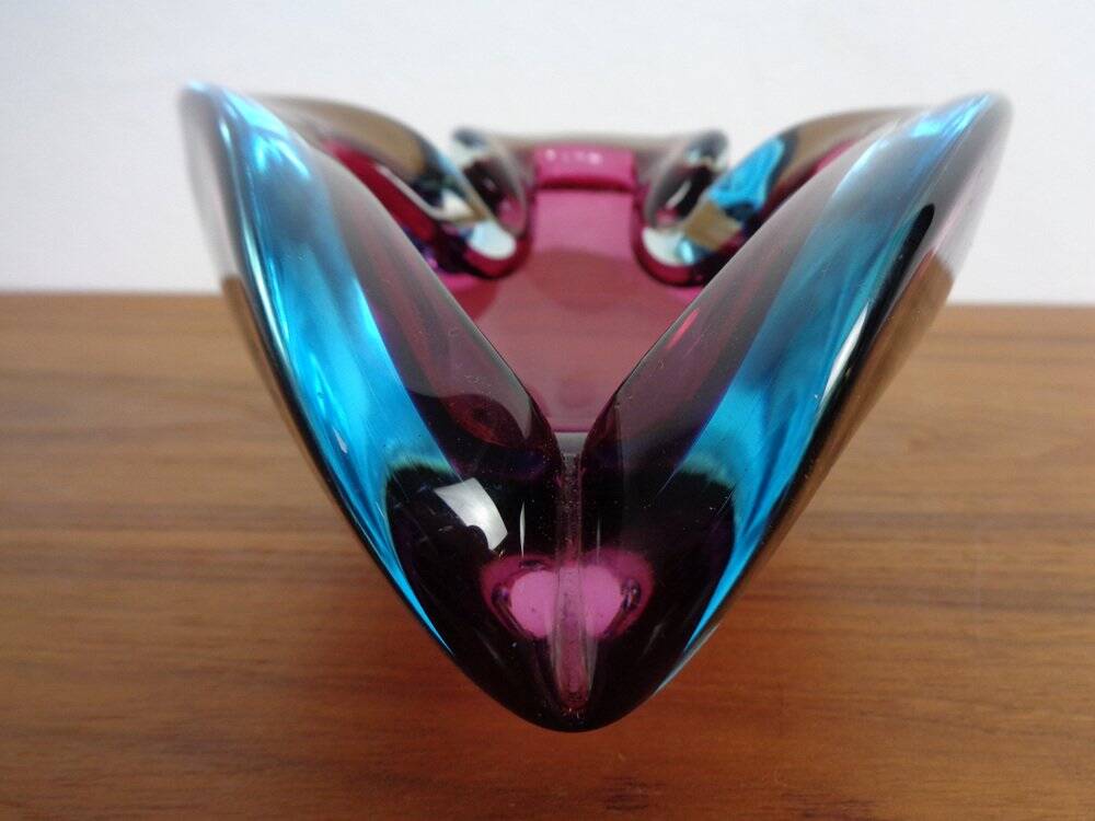 Large Sommerso Murano Glass Ashtray by Flavio Poli, Italy, 1960s