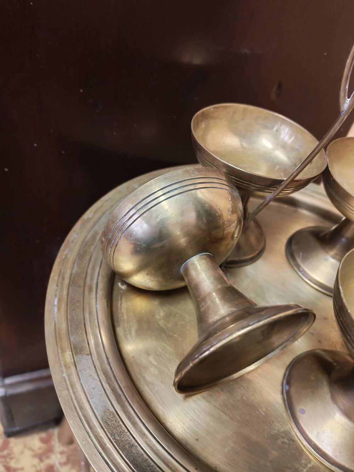 Vintage brass boho style aperitif server