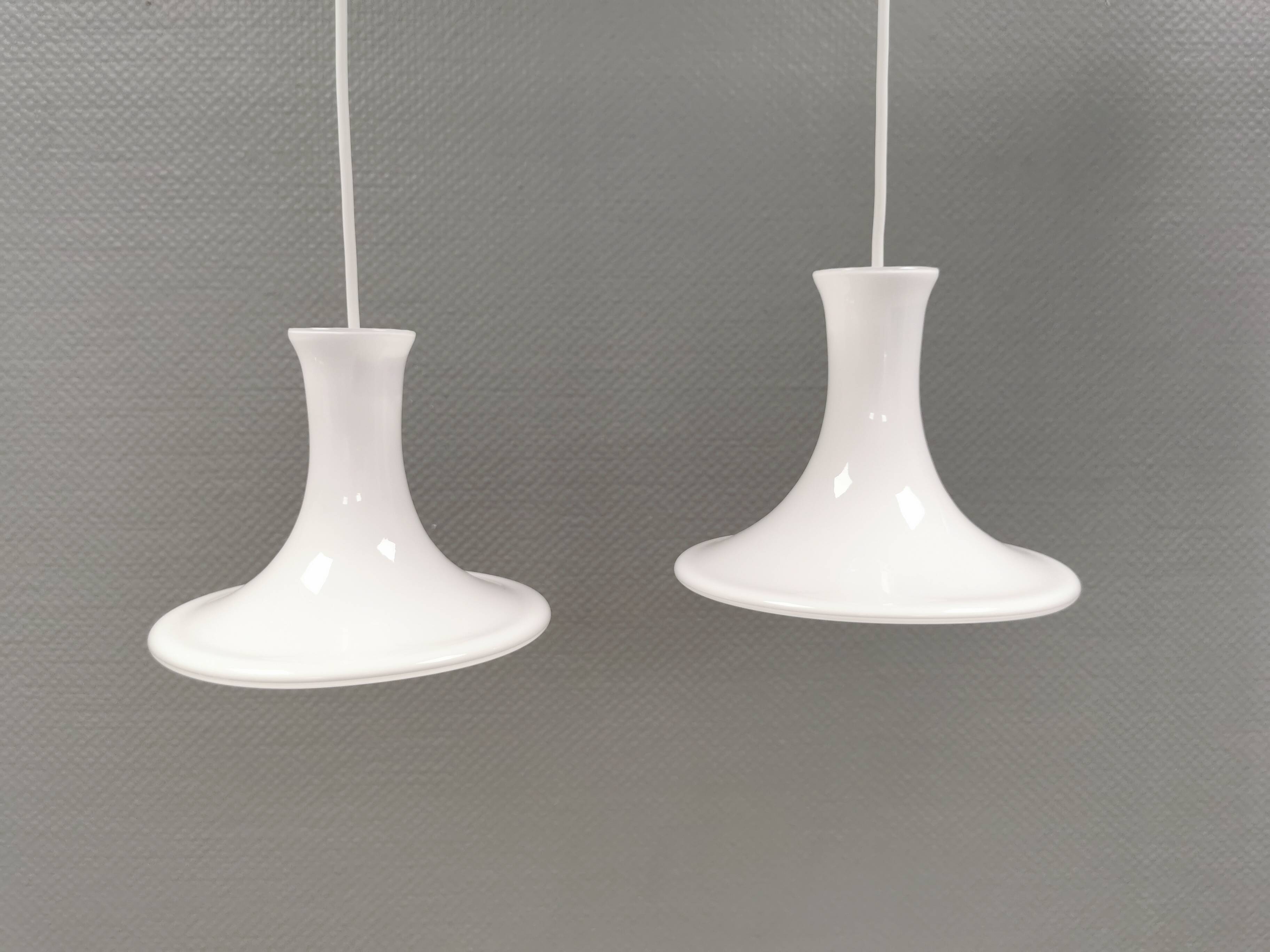 Suspensions en verre opale Holmegaard Mandarin, Michael Bang 1983