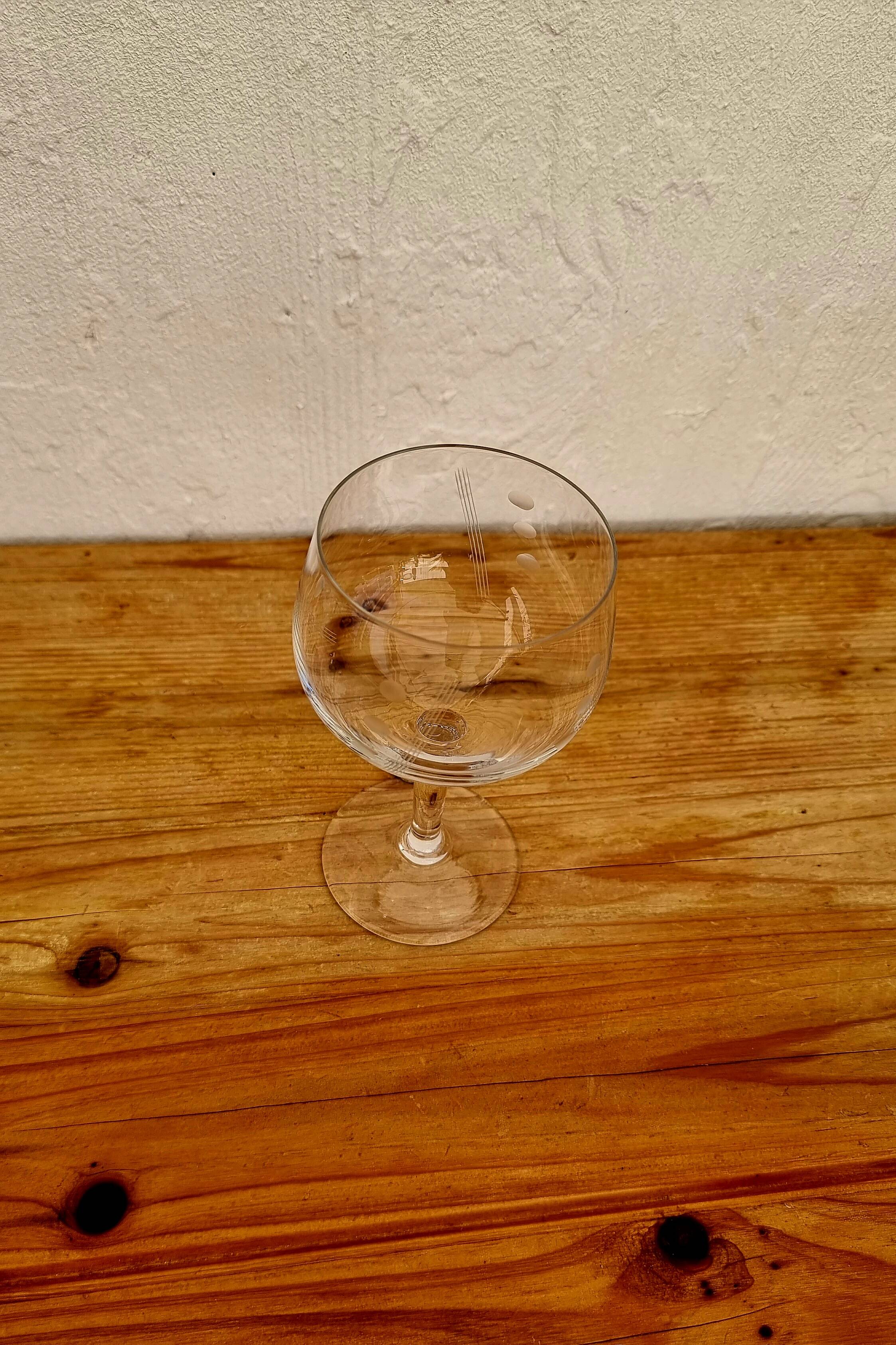 Set of 4 vintage engraved stemmed glasses