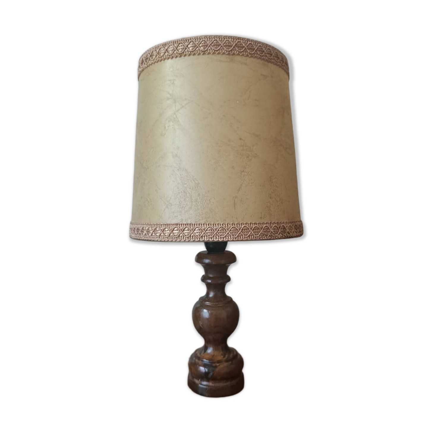bedside lamp turned wooden base | lampshade for