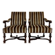 Large paire de fauteuils style Louis XIV en noyer