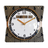 Horloge vintage murale silencieuse rectangulaire "jaz noir doré"