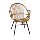 Dark rattan armchair with armrests Dutch Design 1960