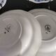 4 soup plates white background, blue decor l'Amandinoise 2586