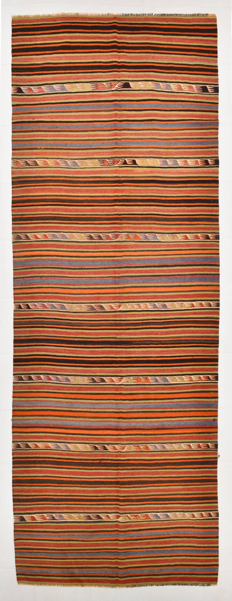 5x14 Kilim Runner Rug, 145x410Cm Pumpkin Orange Runner
