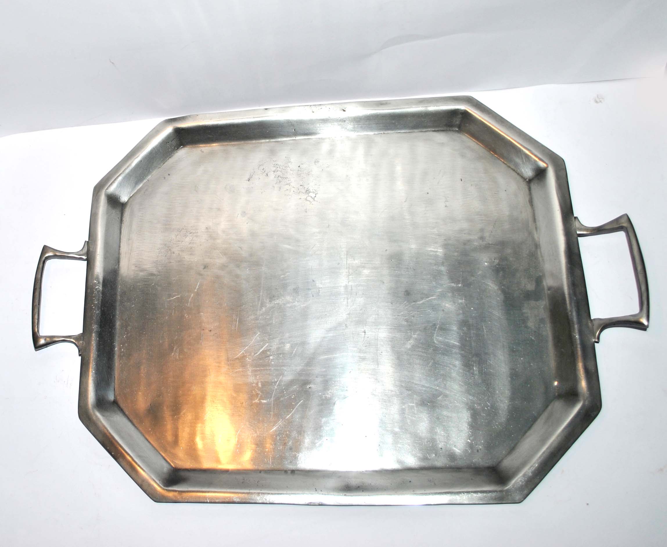 Vintage silver pewter tray "Erve art tin" 54x37cm
