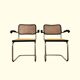 Pair of B64 armchairs with armrests Marcel Breuer
